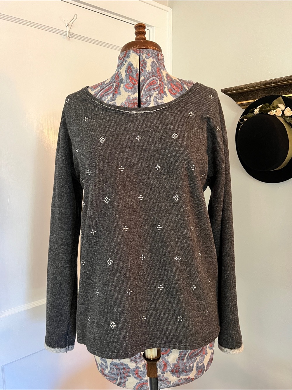 Women’s Aerie Embellished Boatneck Long Sleeve Sweater